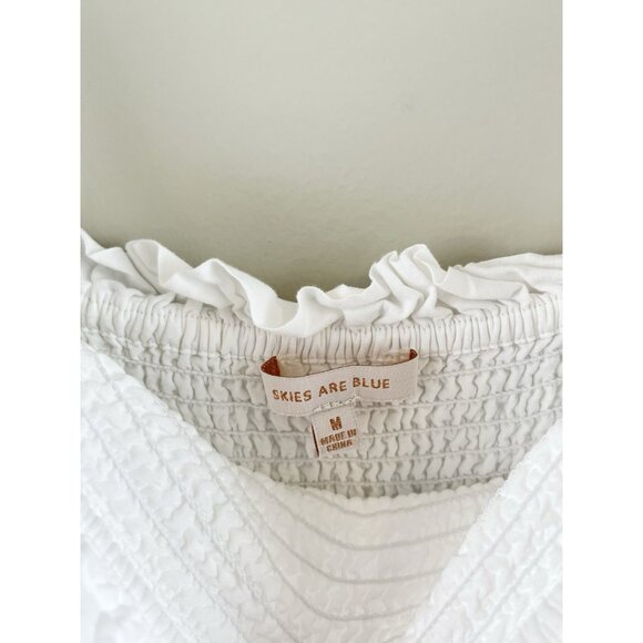 Skies Are Blue Women’s White Eyelet Dress Sz Md Tie Straps Cottage Core Lined - Picture 4 of 12